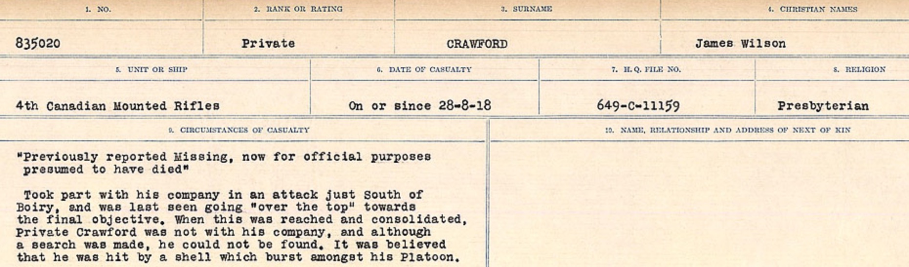 Circumstances of death registers