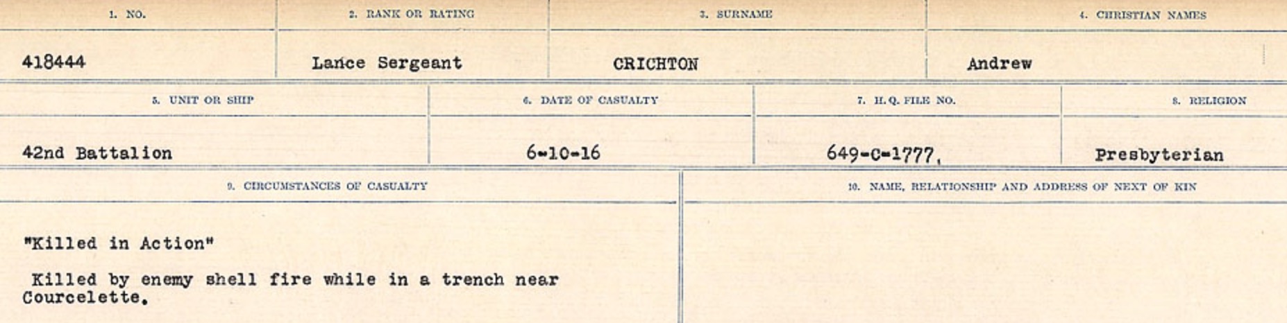 Circumstances of death registers