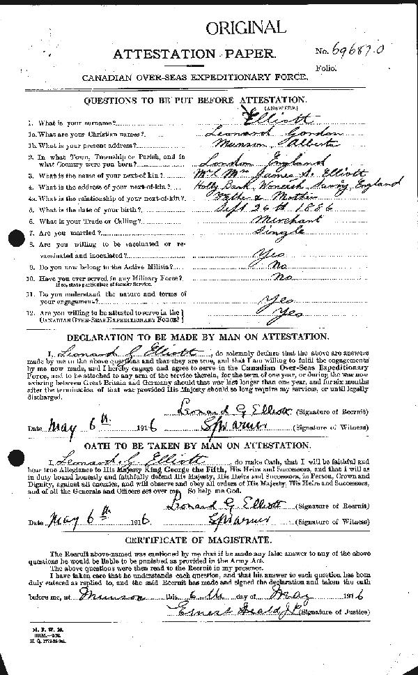 Attestation Paper (page 1)