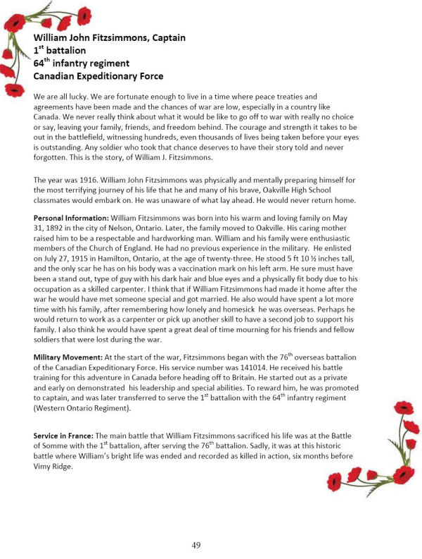 Oakville Remembers Biography