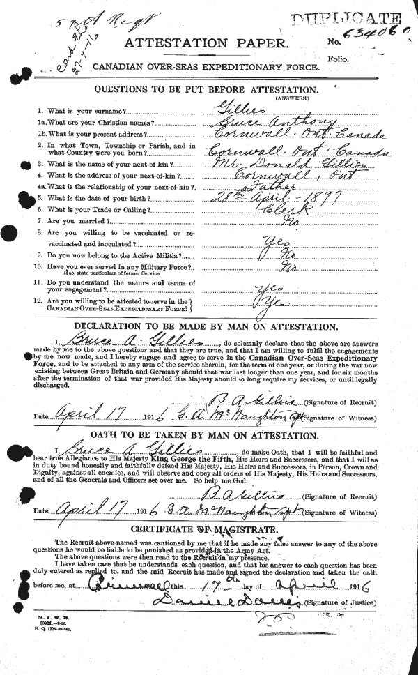 Attestation Paper (front)