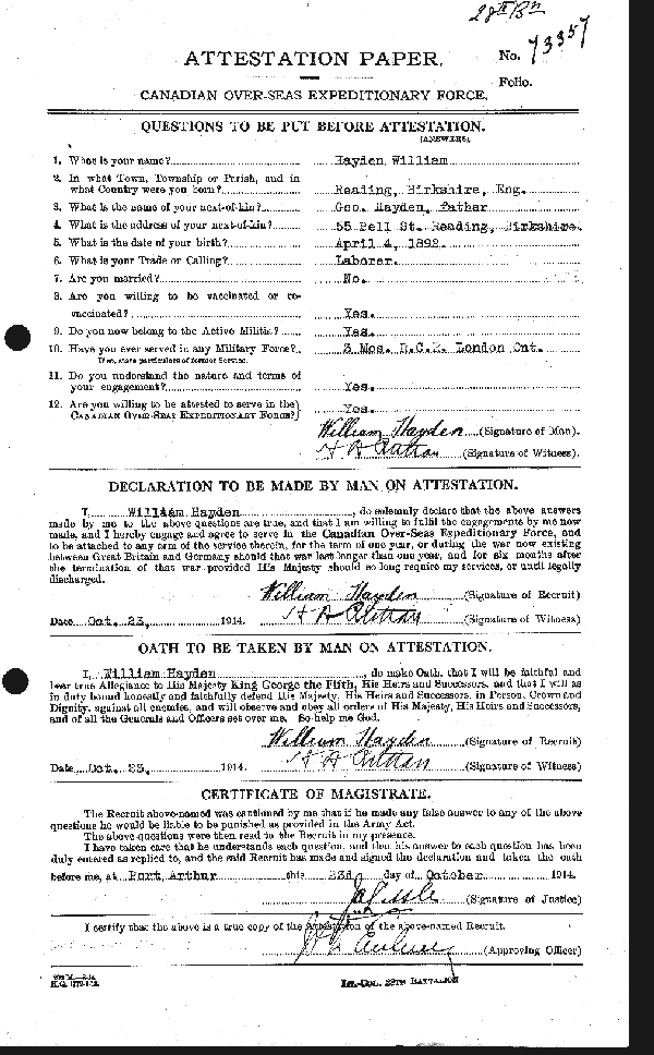 Attestation Paper (page 1)