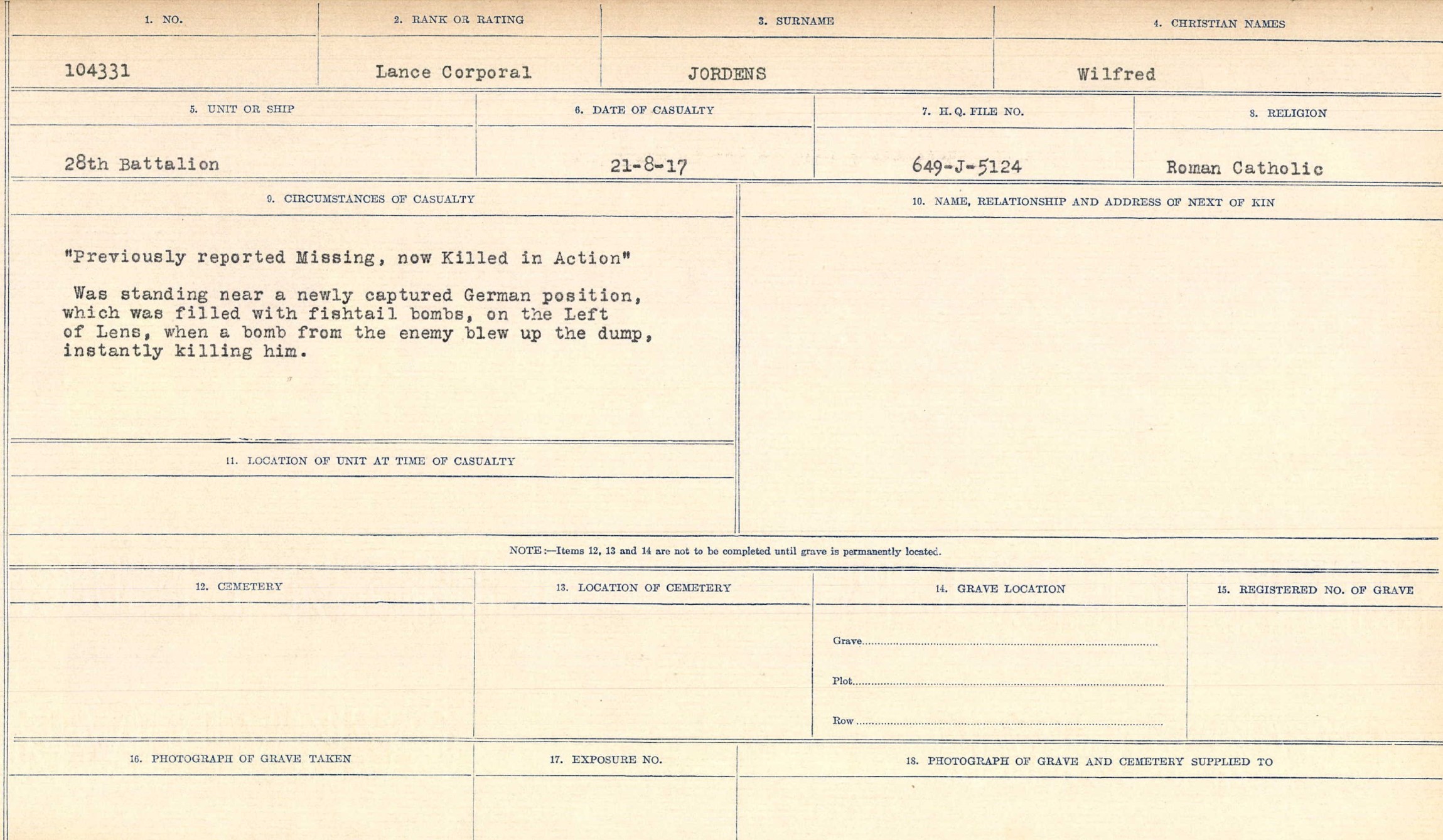 Circumstances of death