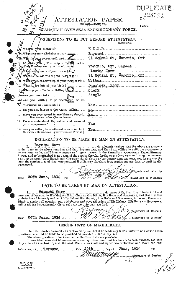 Attestation Paper (page 1)