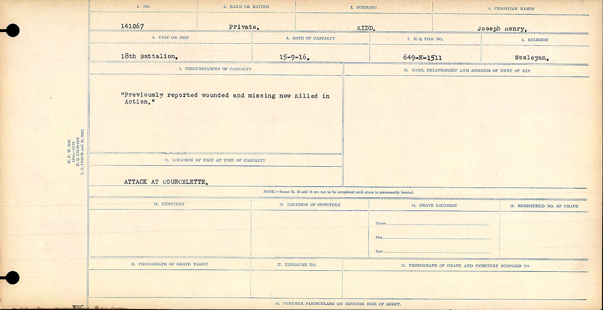 Circumstances of Death Registers
