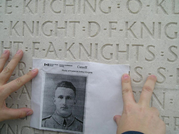 Inscription on the VIMY MEMORIAL