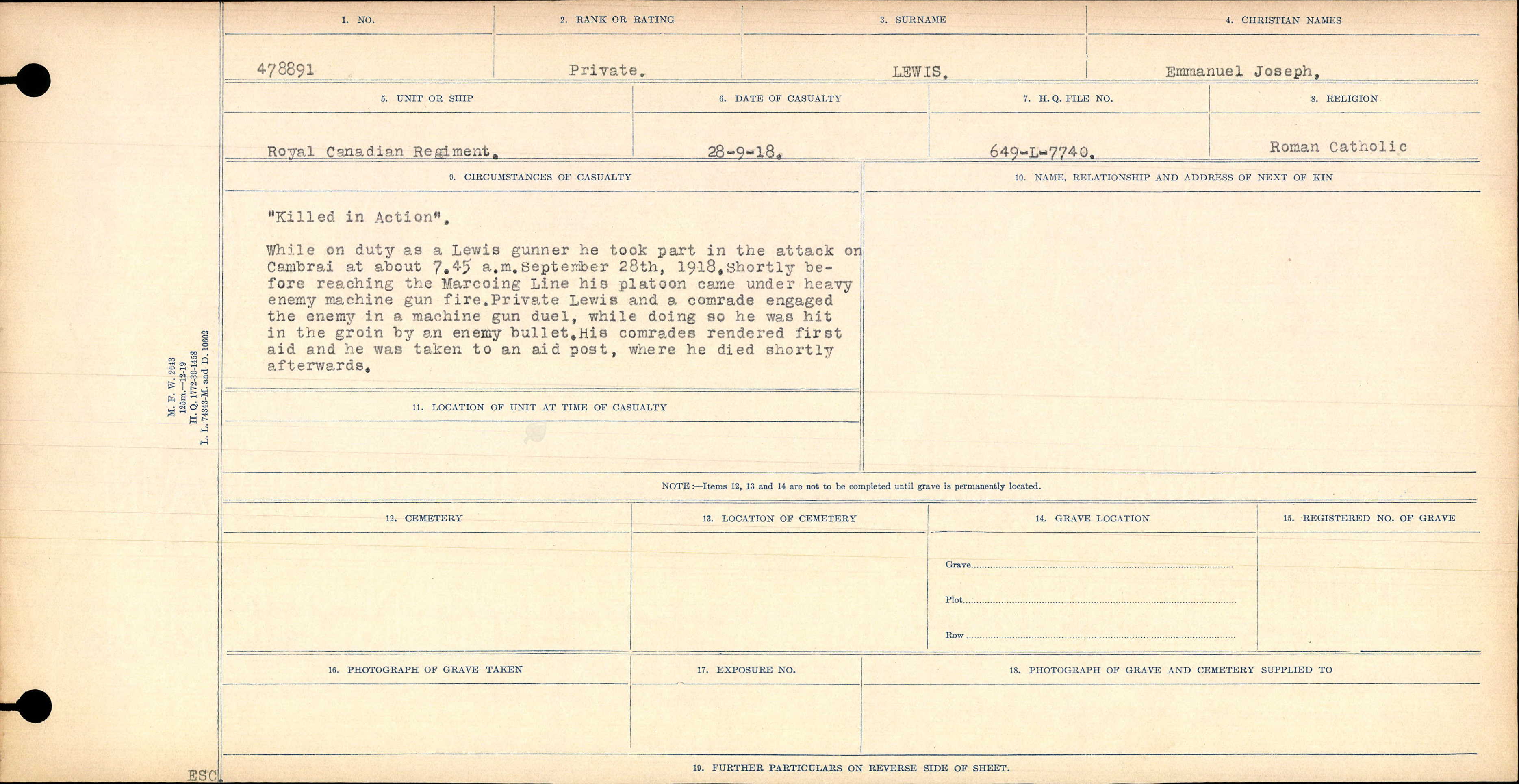 Circumstances of death