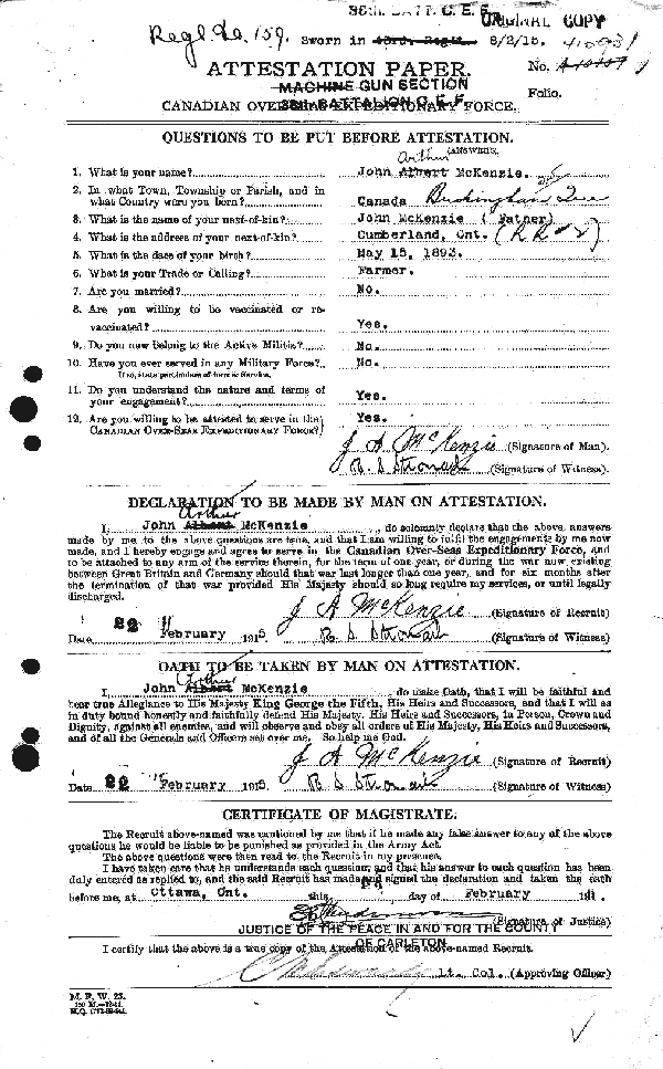Attestation Paper (page 1)