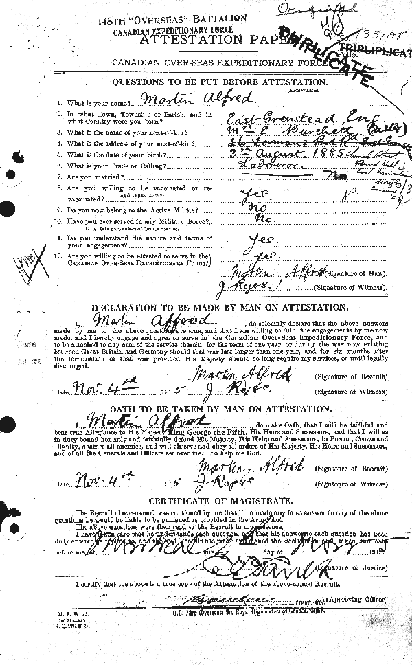 Attestation Paper (page 1)