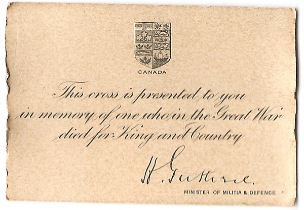 Memorial cross condolence