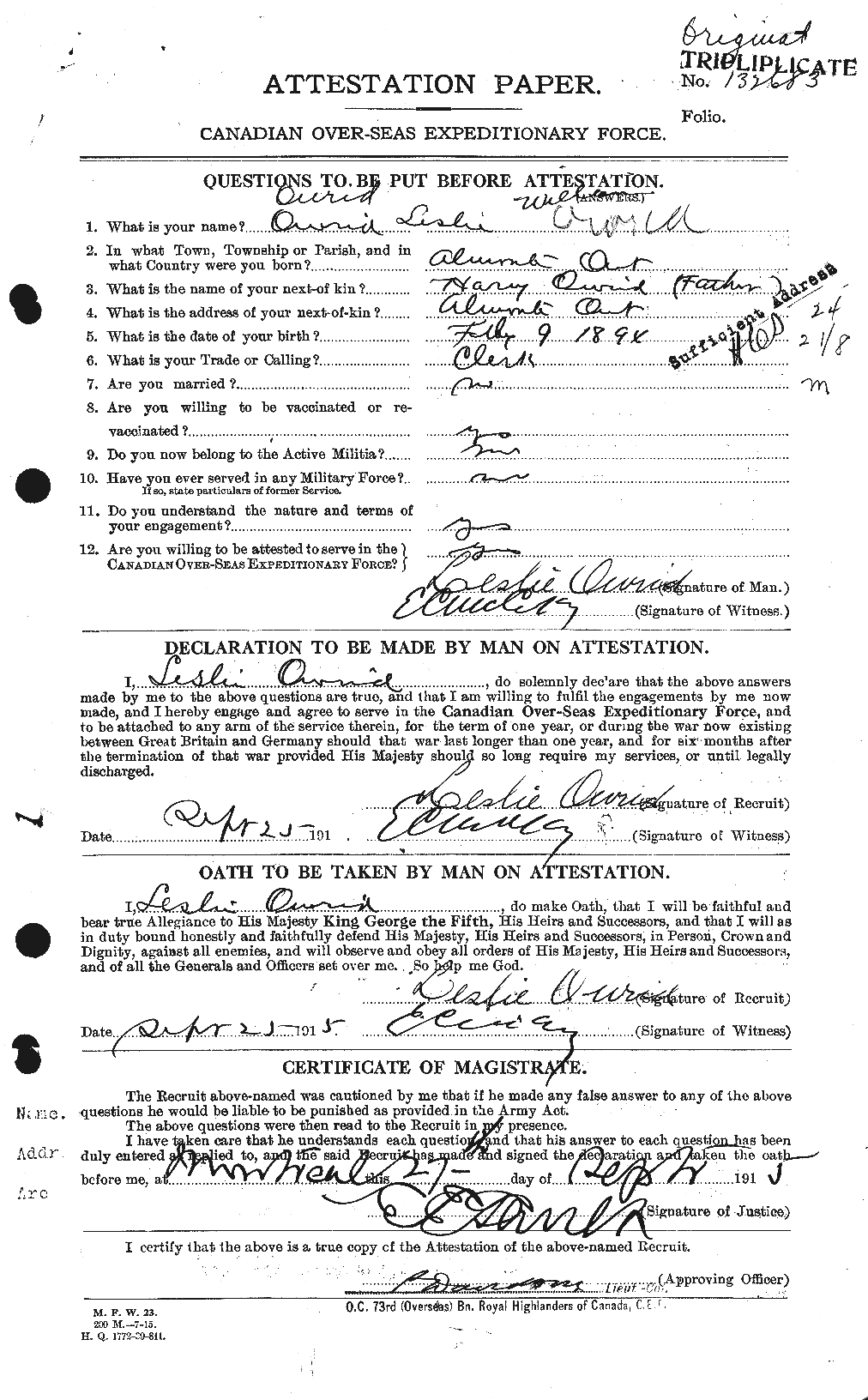 Attestation Paper (page 1)