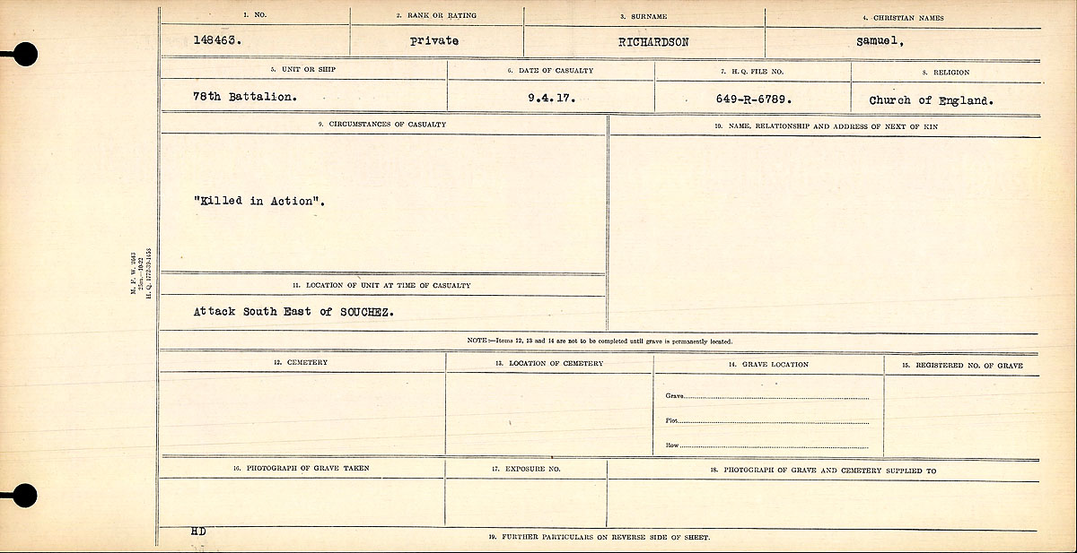 Circumstances of death registers