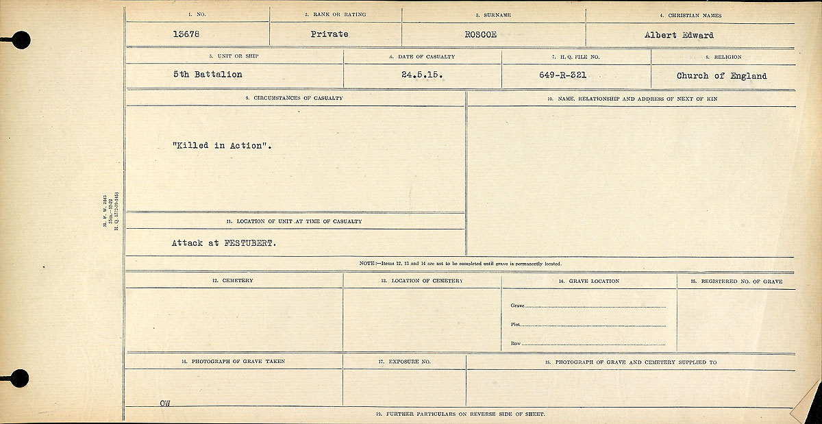 Circumstances of death registers