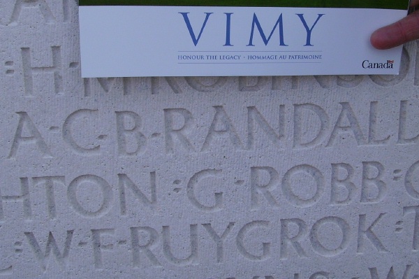 Inscription on Vimy Memorial