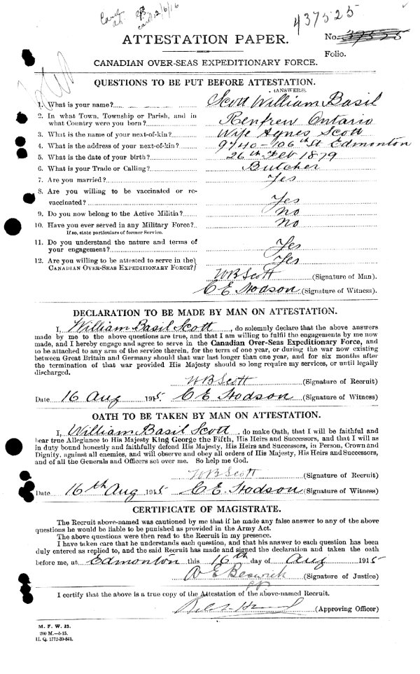 Attestation Paper (front)