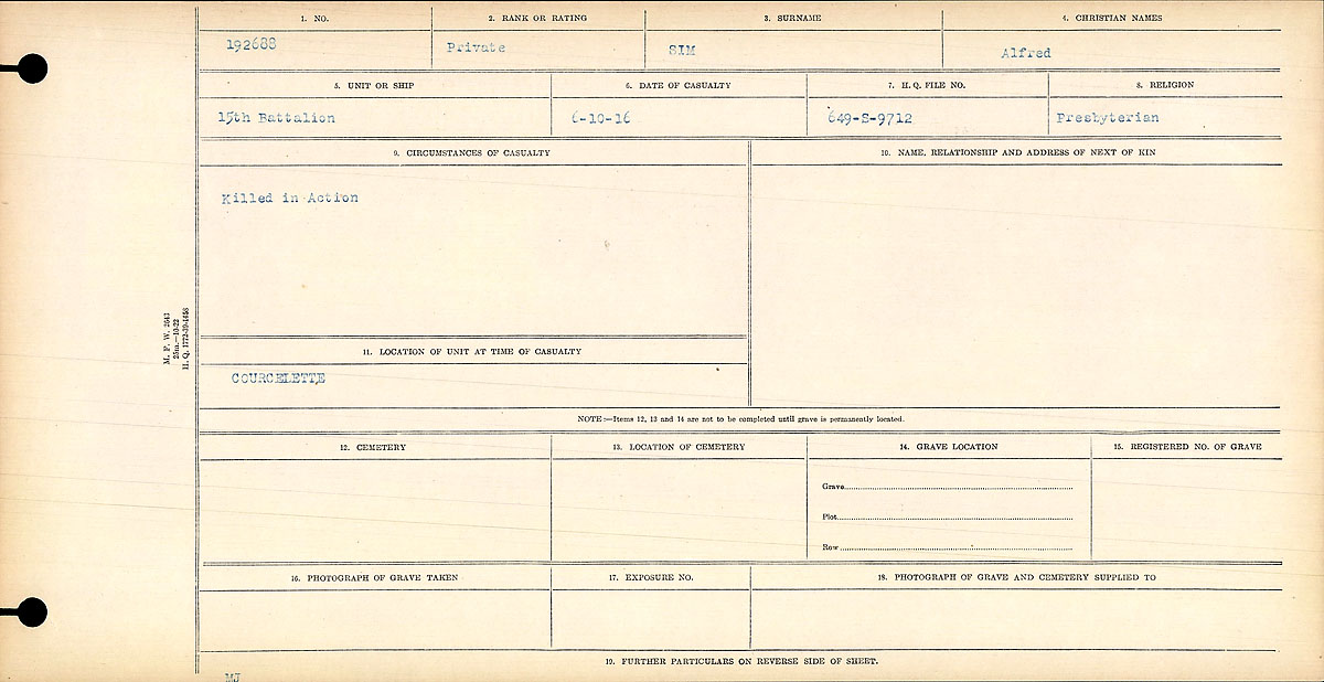 Circumstances of death registers