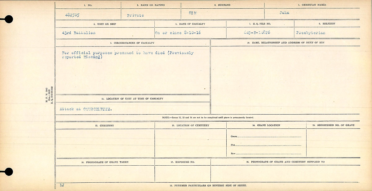 Circumstances of death registers
