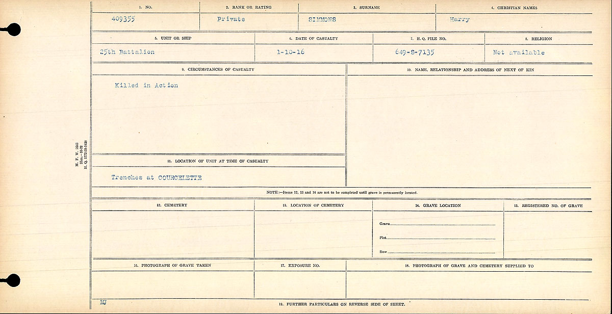 Circumstances of death registers