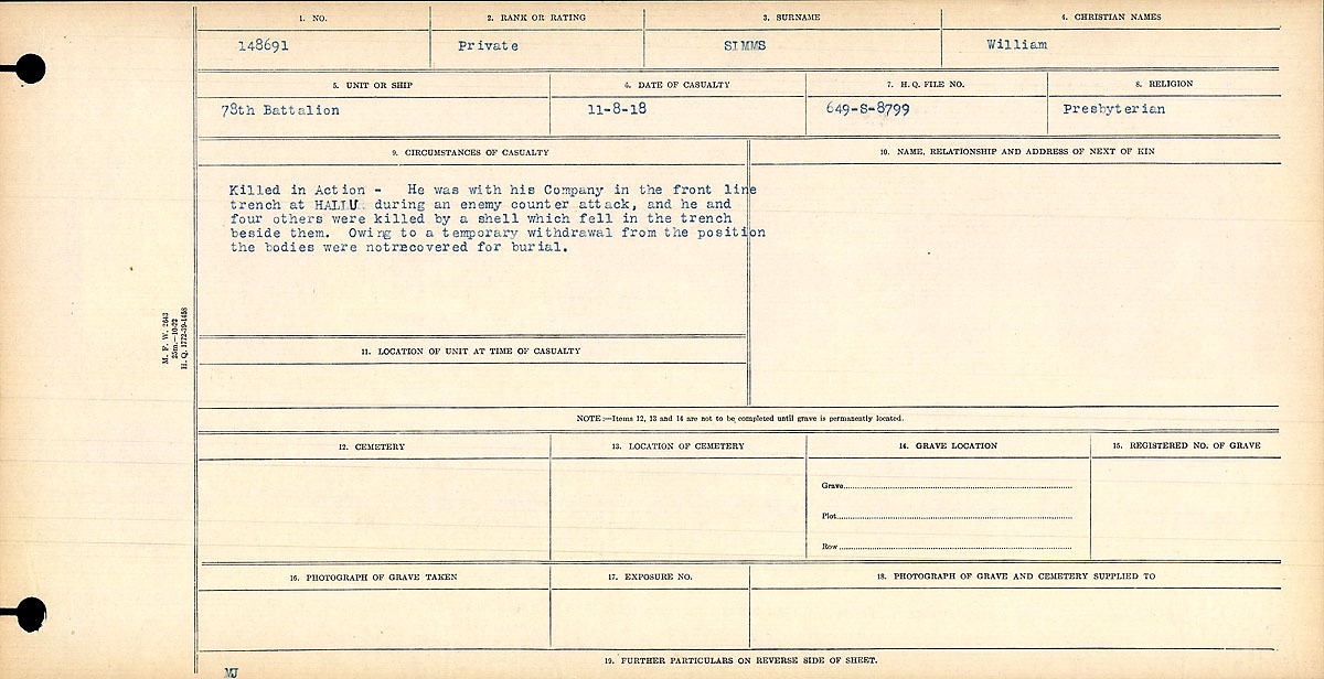 Circumstances of death registers