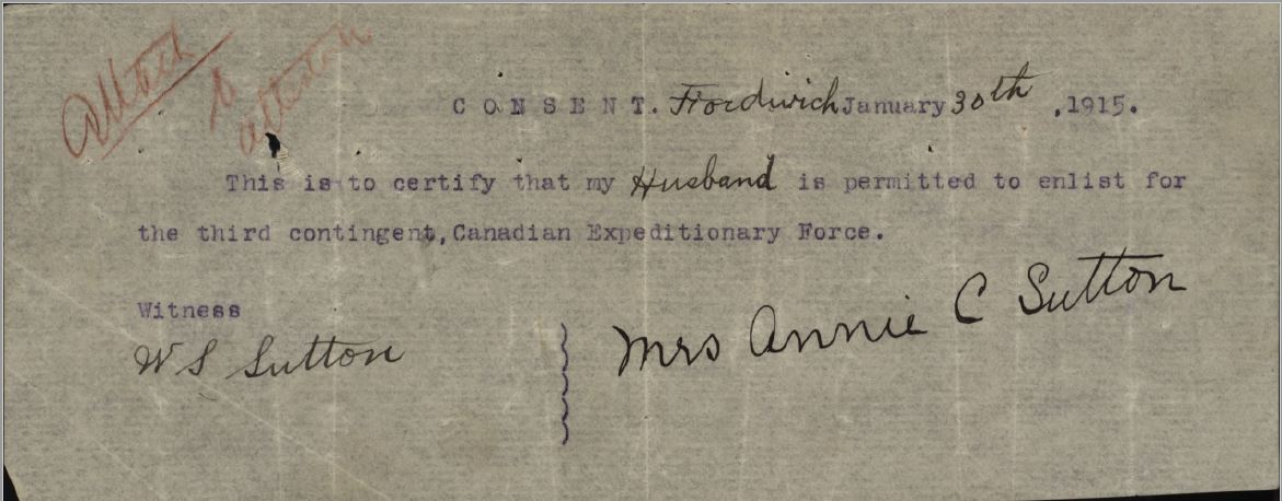 Consent from wife to serve in CEF.