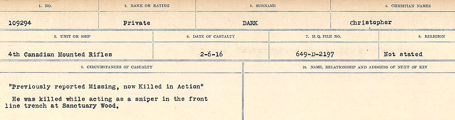 Circumstances of death registers