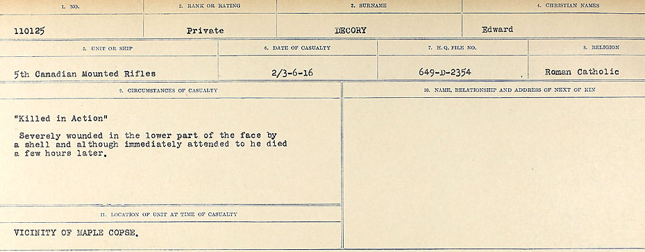 Circumstances of death registers