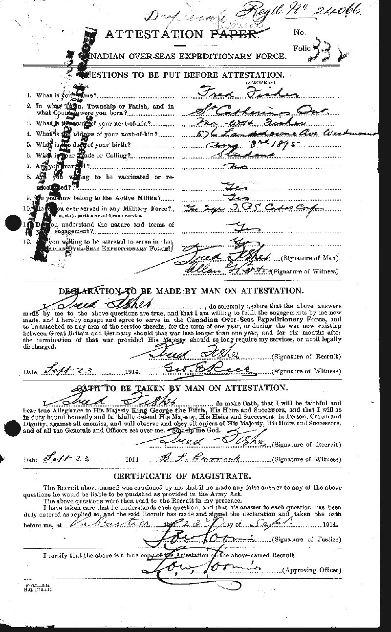 Attestation Paper (front)