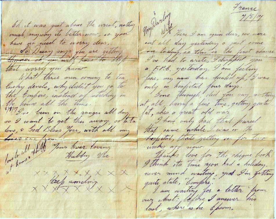 Letter to his wife, Florence (August 7, 1917)