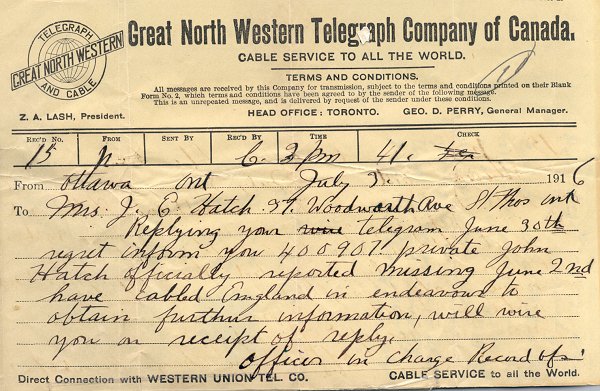 Telegram - July 3, 1916