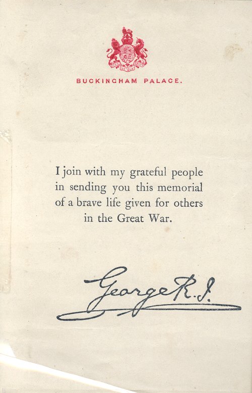 Letter from Buckingham Palace