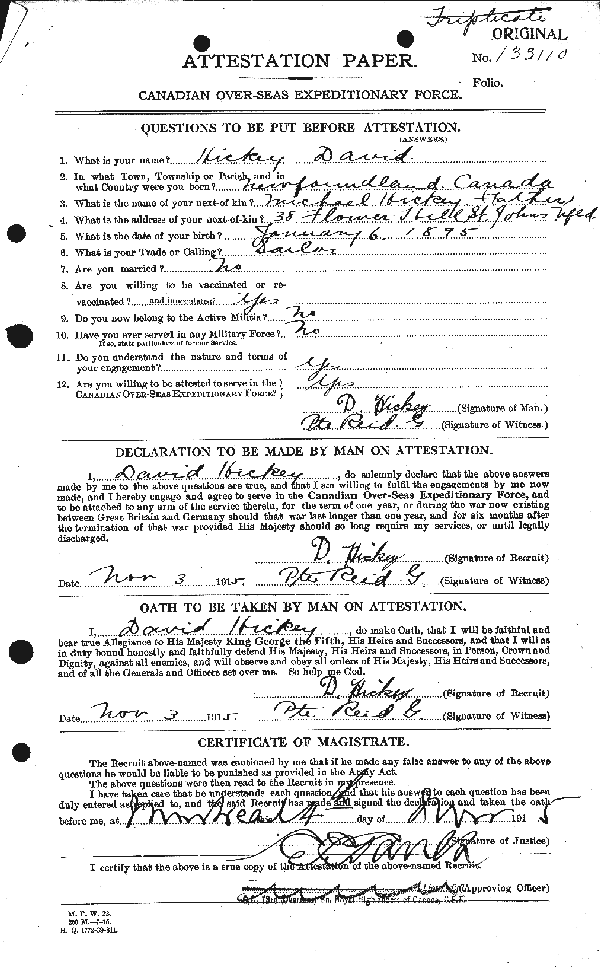 Attestation Paper (page 1)