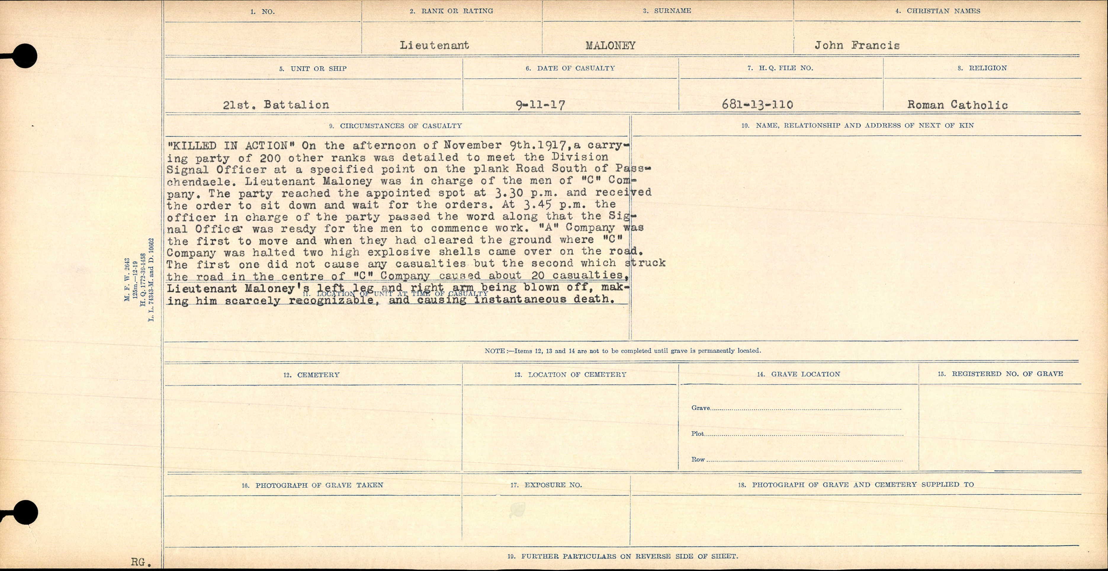 Circumstances of Death