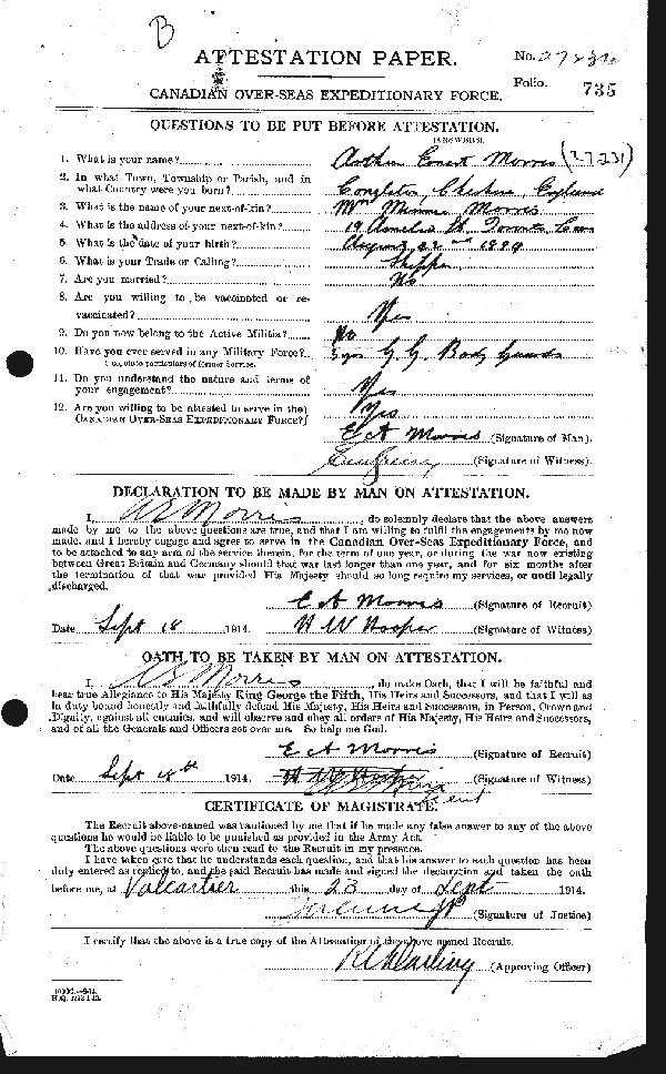 Attestation Paper (page 1)