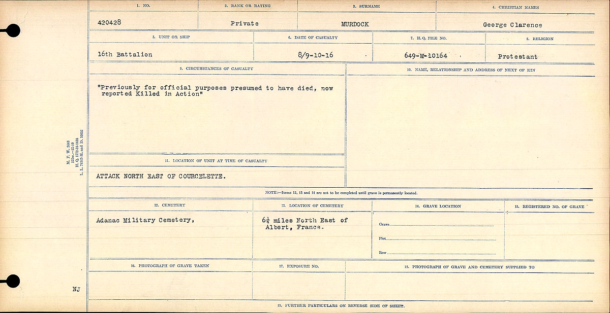 Circumstances of death registers