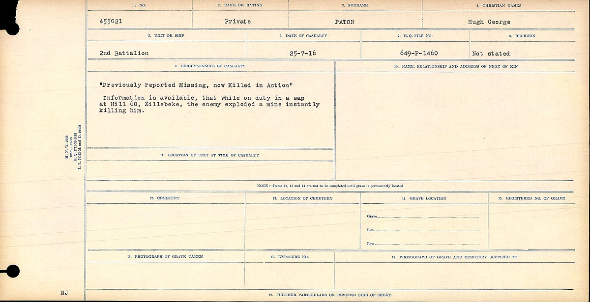 Circumstances of death registers