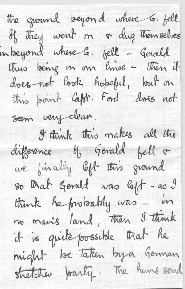 Letter from brother, Frederick Peters VC