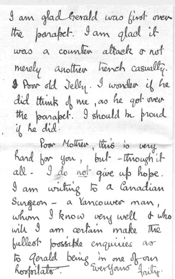 Letter from brother, Frederick Peters VC