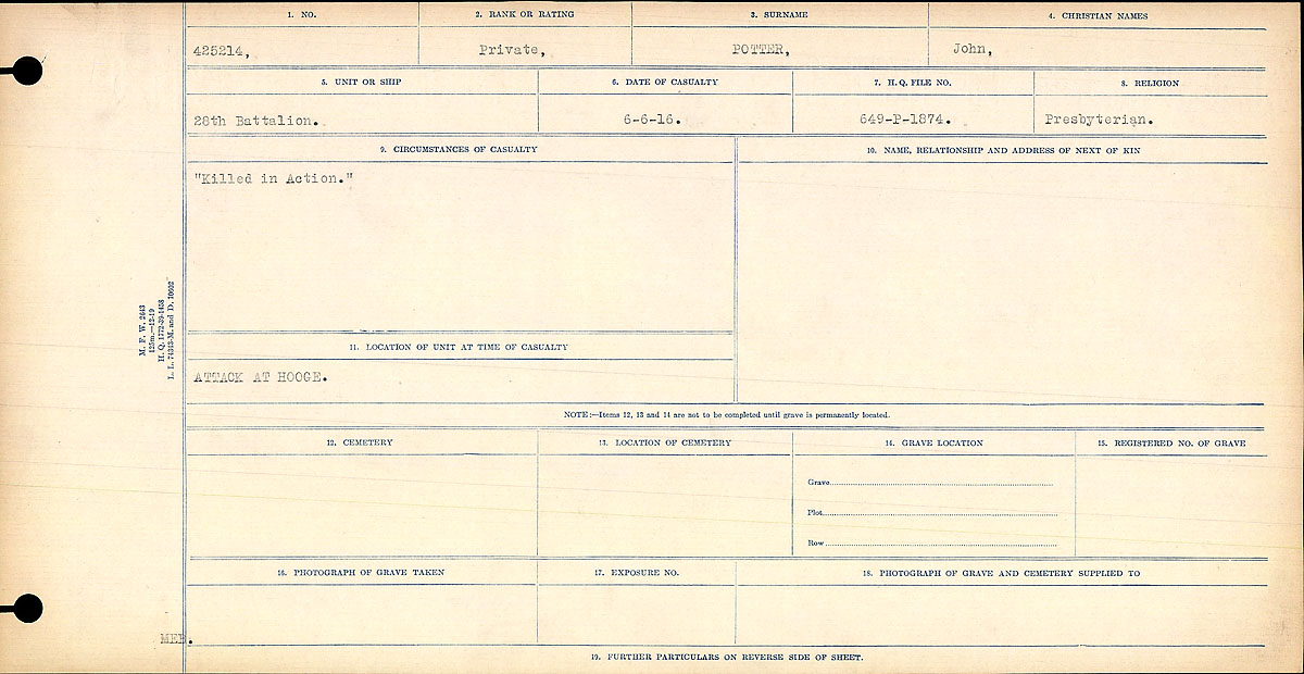 Circumstances of death registers