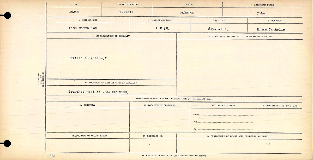 Circumstances of death registers