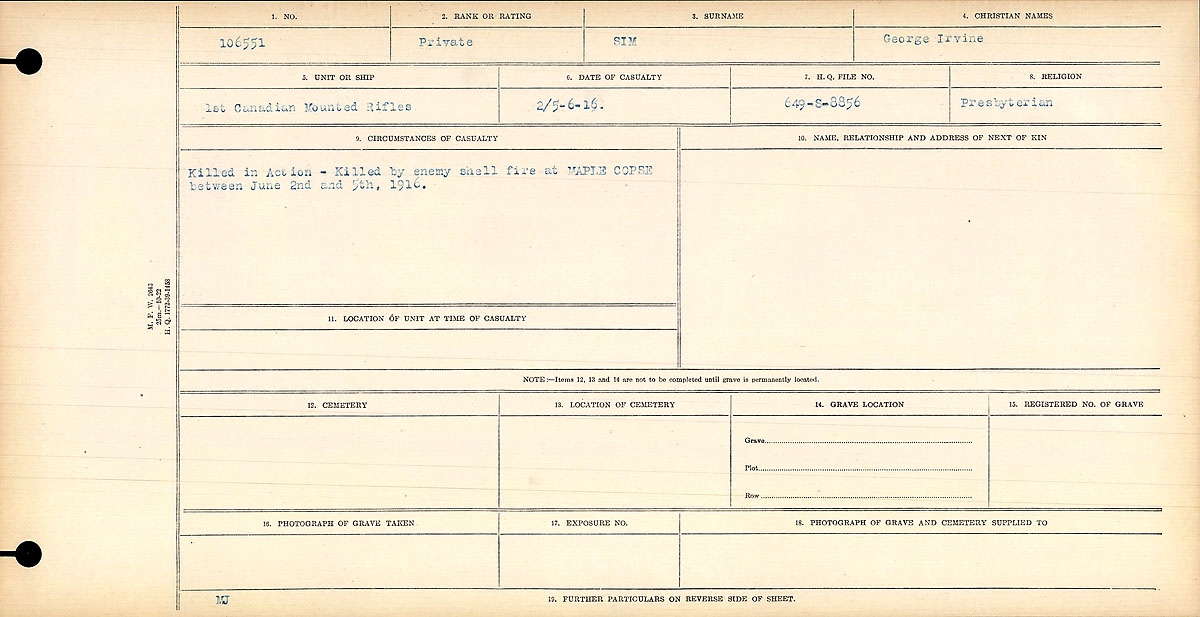Circumstances of death registers