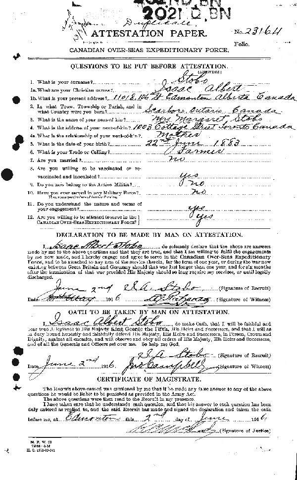 Attestation Paper (page 1)