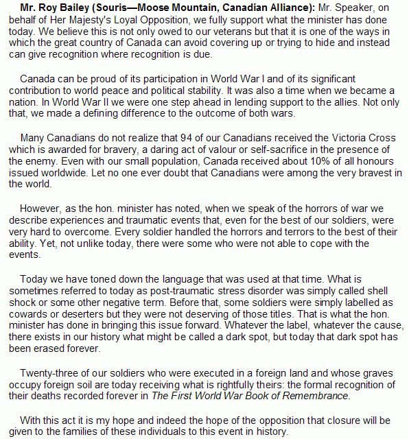 Statement by Mr. Roy Bailey