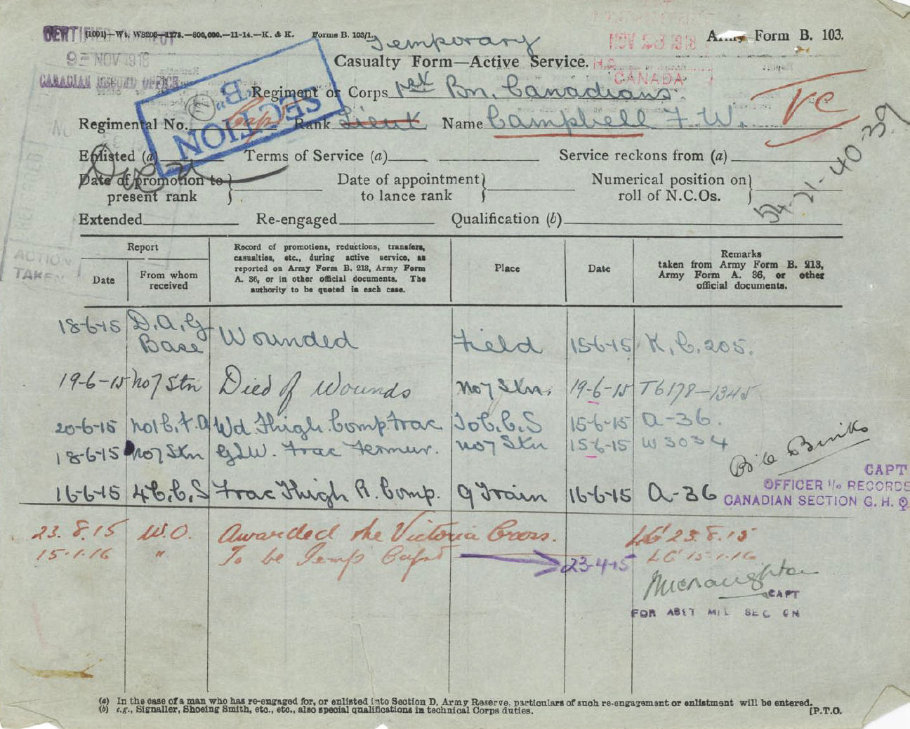 Service Records (front)