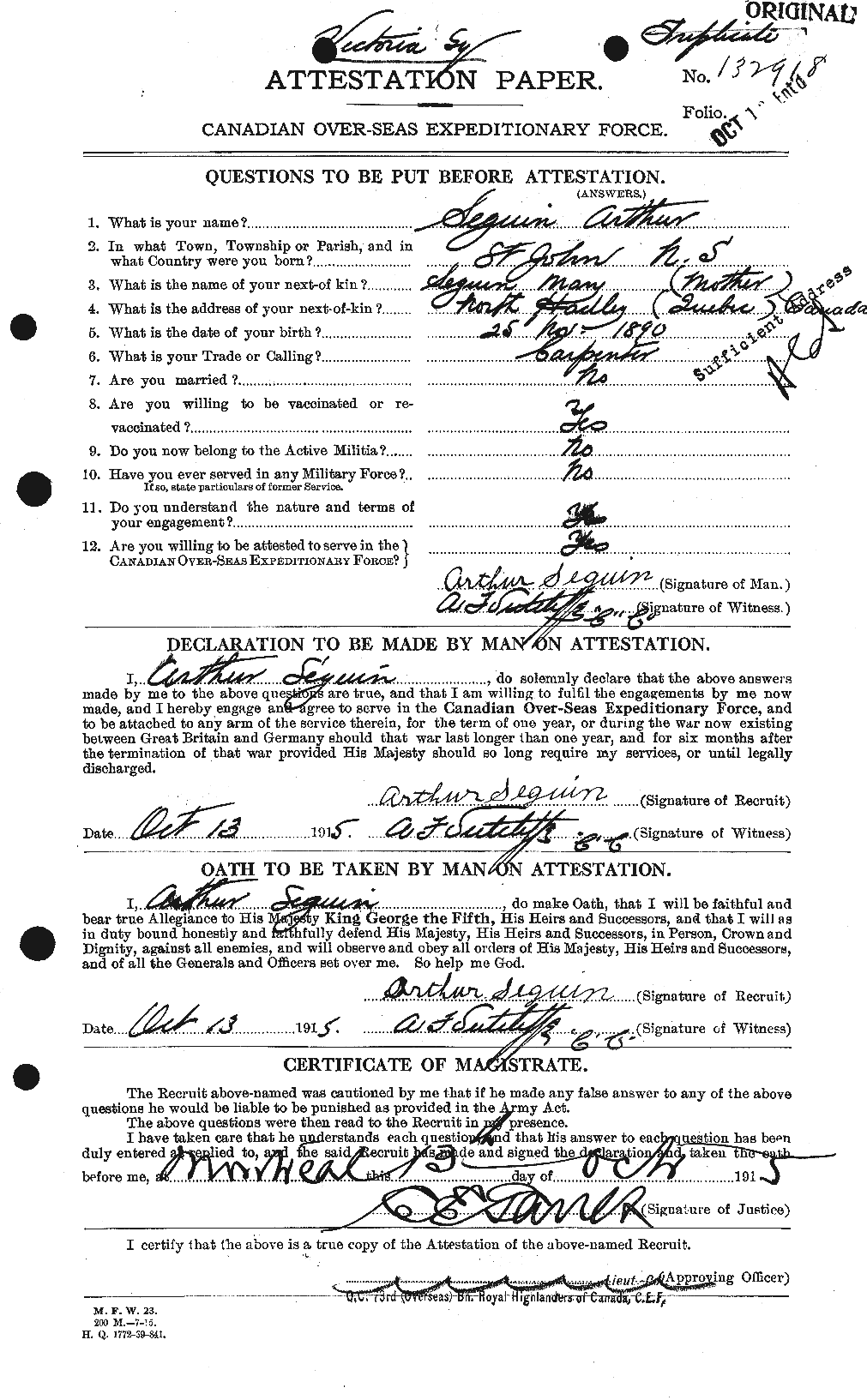 Attestation Paper (page 1)