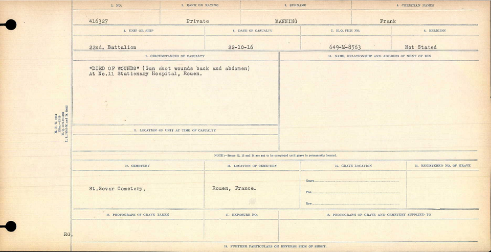 Circumstances of death registers