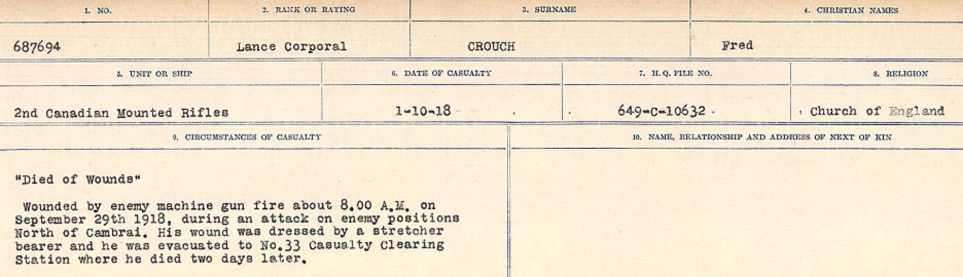 Circumstances of death registers
