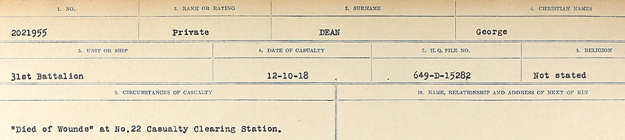 Circumstances of death registers
