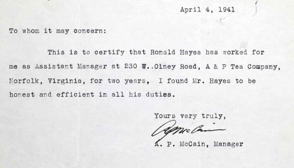 Letter of recommendation