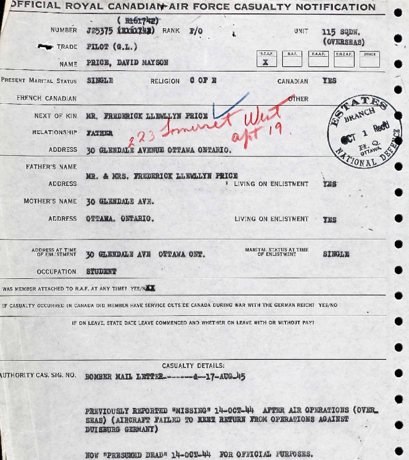 Notification of death