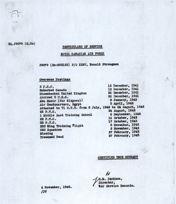 Excerpt from service file